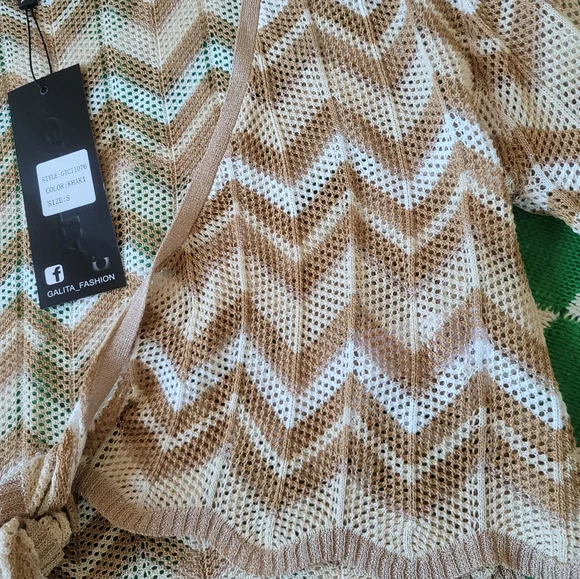 Galita Chevron Knit Tie-Front Cardigan BOHO Size Small NWT - Picture 12 of 13